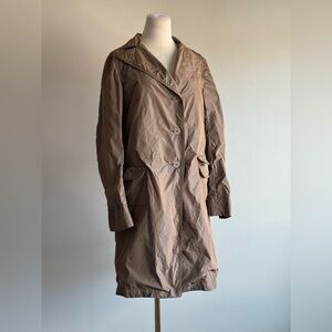 Jil Sander Lightweight Taupe Button-Front Trench Coat duster iridescent